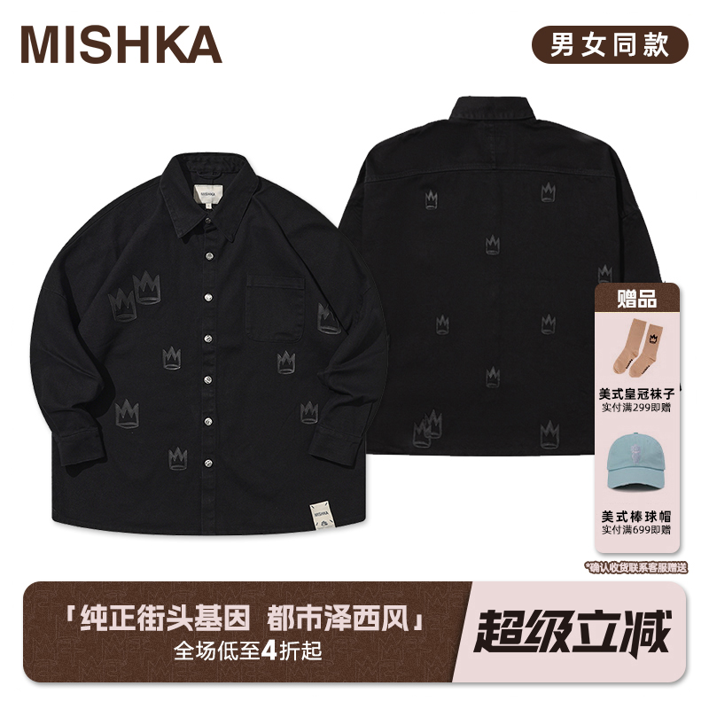Mishka翻领真皮皇冠衬衫外套