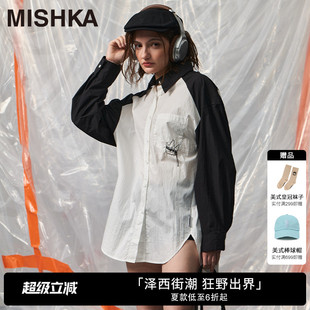 春日衬衫 MISHKANYC大眼球高级别致漂亮复古白色长袖 女内搭上衣