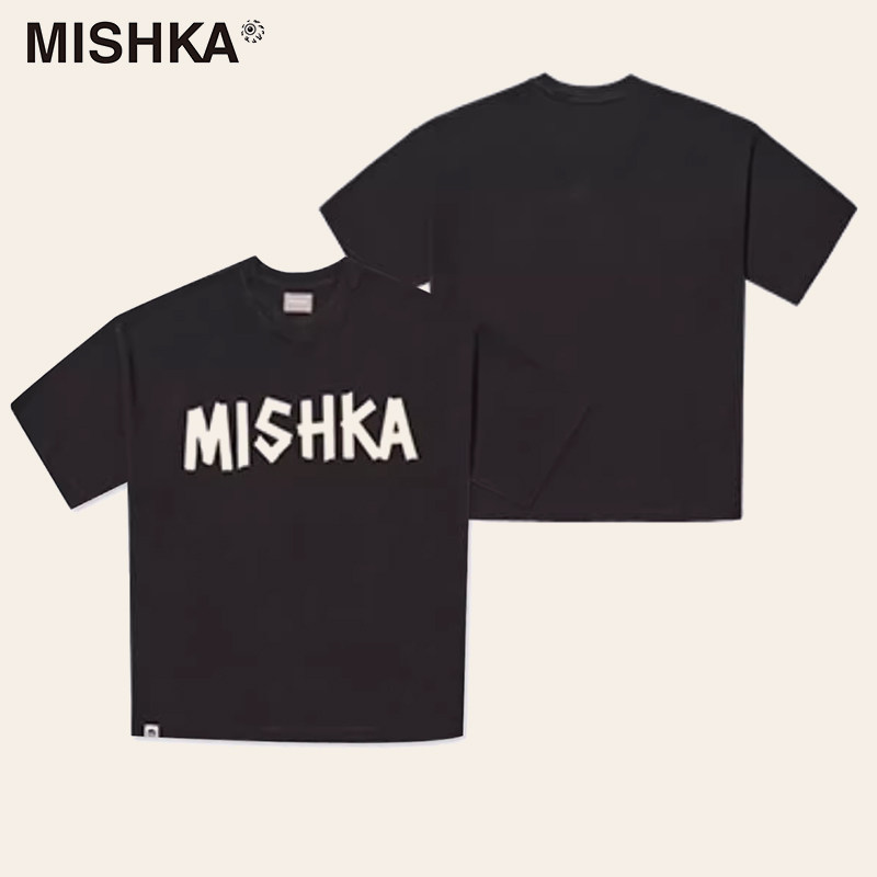 苏新皓吴承轩同款MISHKA美式高街潮牌宽松字母印花男女显瘦短袖T