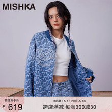 MISHKA大眼球潮牌 2023春夏新品 皇冠老花满印男士牛仔外套