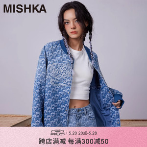 MISHKA大眼球潮牌 2023春夏新品 皇冠老花满印男士牛仔外套