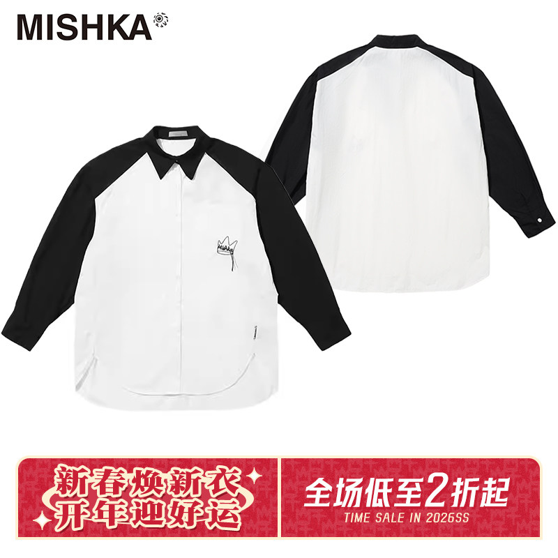 MISHKA别致漂亮复古白色长袖春日衬衫女内搭上衣