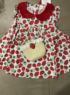 无袖草莓连衣裙送小包包，童话泡泡旗下品牌