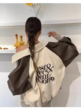 somi家Rest RR clottyteam复古拼色羊毛呢RR棒球服夹克外套女潮