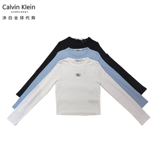 CK Jeans24秋季新款女士休闲通勤字母辣妹正肩长袖T恤J224950
