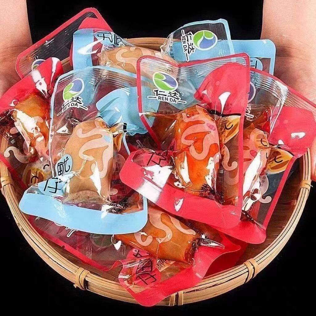 仁达即食鱿鱼仔带籽零食小包装海鲜熟食750g约30包原味烧烤香辣味