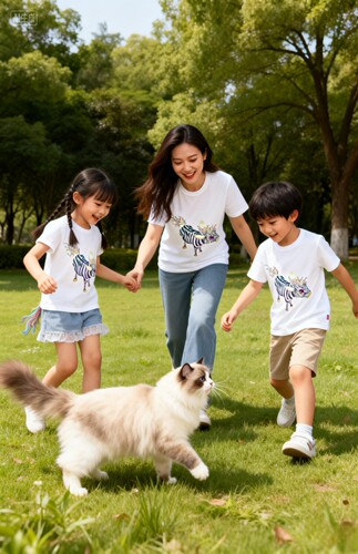 原创板绘画约稿卡通动物马印花亲子装家居服睡衣裤头饰鞋包伞布艺