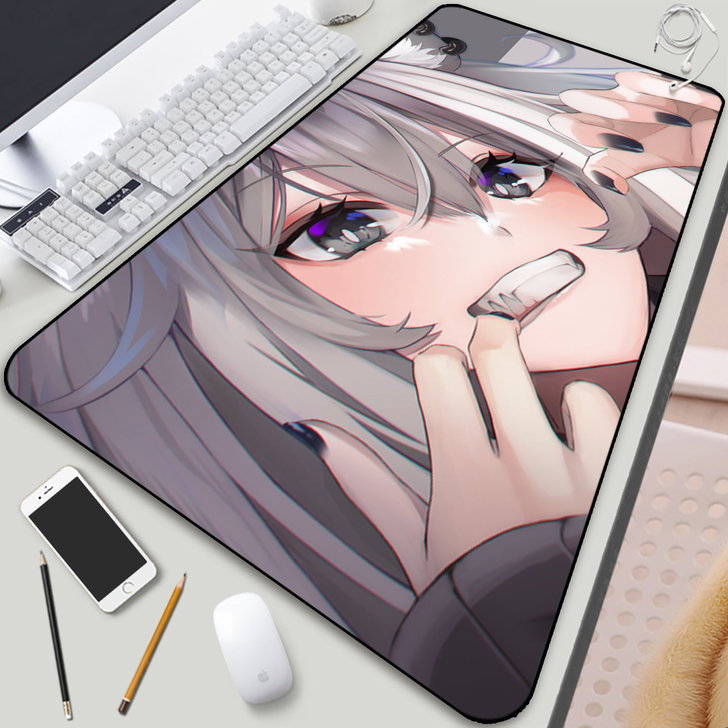 狮白牡丹鼠标垫hololive雪花菈米vtuber虚拟主播动漫二次元键盘垫