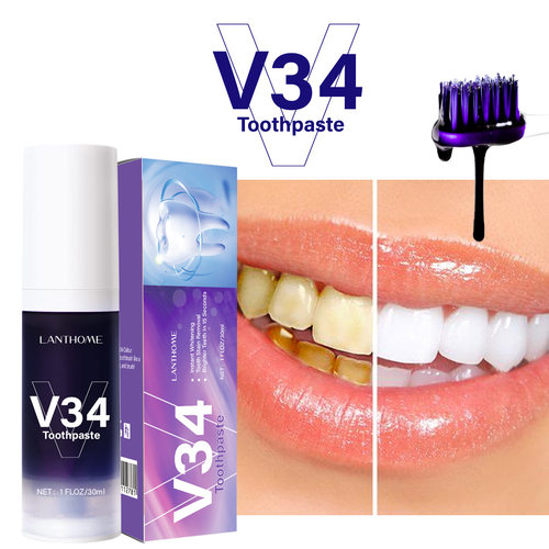 跨境莲碧泉新V34牙膏V34 toothpaste 去烟渍牙齿清新牙膏30ml