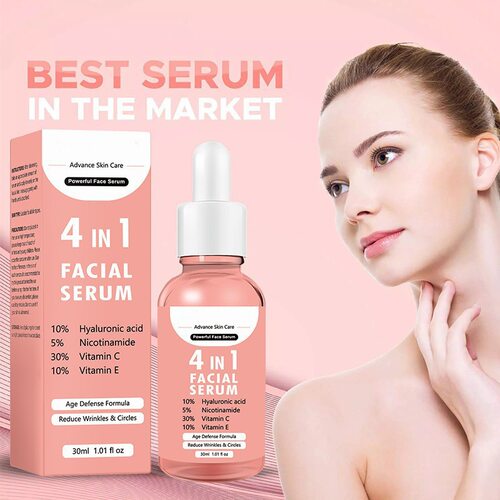 跨境提供4 in 1 Face serum 面部精华紧致液精华液原液正品补水