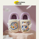 女孩可爱公主包跟棉鞋 宝宝室内家居儿童拖鞋 冬季 独角兽女童棉拖鞋