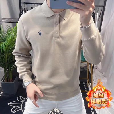 美式polo卫衣男秋季潮牌潮流翻领休闲欧洲站男士长袖上衣秋冬内搭