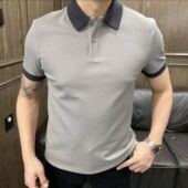 新款 男士 商务休闲轻奢高品质简约撞色翻领polo衫 2025夏季 潮流短袖