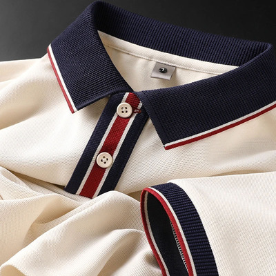 夏季拼接polo衫短袖男装2026新款设计感条纹半袖男士休闲翻领t恤