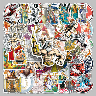 51张西方神话古希腊人物精美贴纸高清防水装饰汽车头盔笔记本贴纸