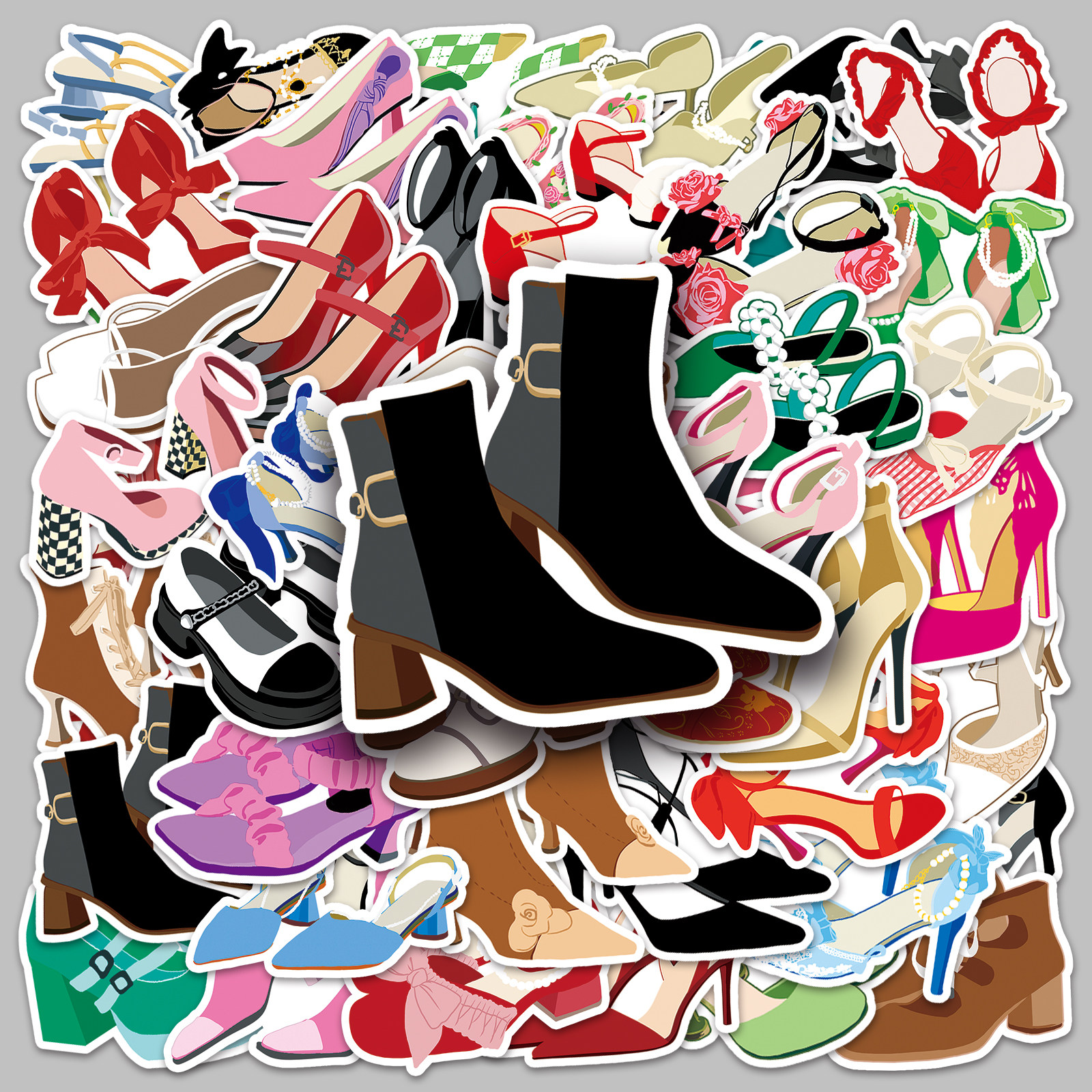 50张性感辣妹原创高跟鞋卡通可爱少女心涂鸦笔记本手账本贴纸装饰