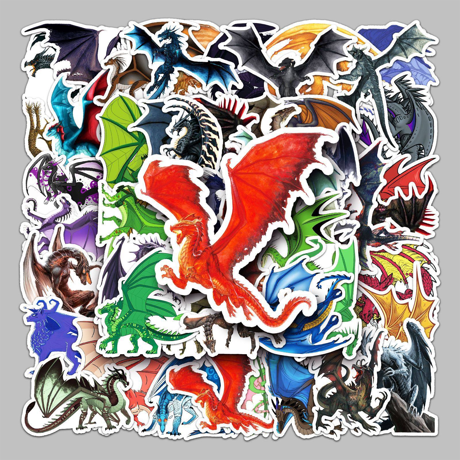 50张恶龙卡通动物行李箱贴纸防水涂鸦贴纸滑板车电脑平板卡通装饰