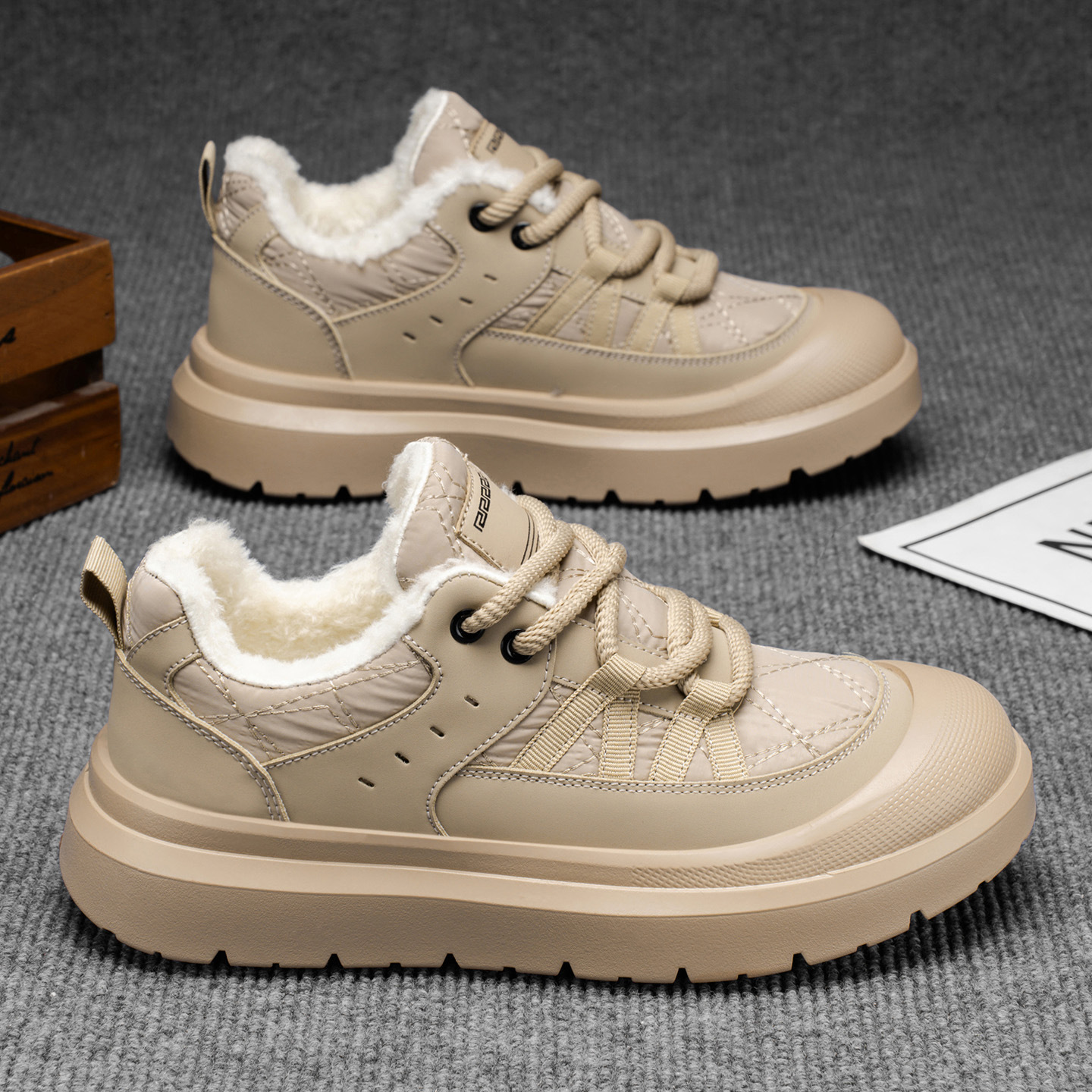 棉鞋男2025新款冬季加绒保暖厚底板鞋青少年户外防寒运动休闲潮鞋