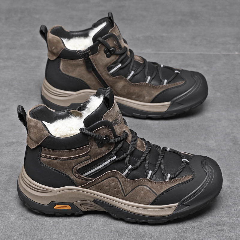 冬季新款男士真皮羊毛棉鞋保暖加绒加厚皮毛一体休闲男鞋防滑棉鞋,流行男鞋,棉鞋,淘宝优惠券,粉丝福利购,淘宝优惠卷