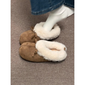 包头蝴蝶结圆头一脚蹬勃肯雪地靴女冬季 保暖加绒厚底懒人棉鞋 百搭