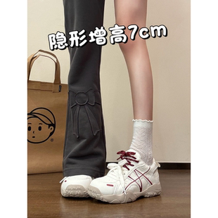 7CM内增高德训鞋女款小个子厚底2026年春轻便休闲运动阿甘小白鞋