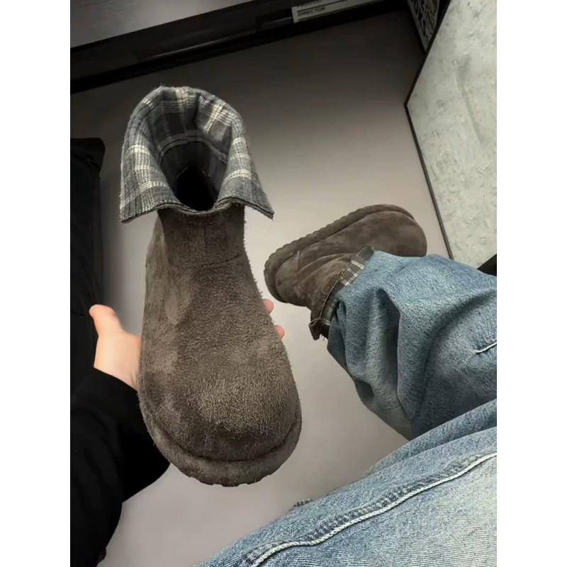 秋冬牛反绒磨砂皮厚底两穿马丁靴