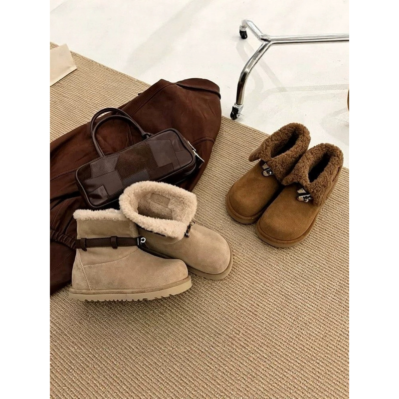 加绒厚底两穿翻领防滑雪地靴女