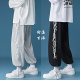 A432-1-R2P45控68秋季侧边印花宽松直筒运动卫裤男，男装休闲裤，星座518-1（原A432-1）