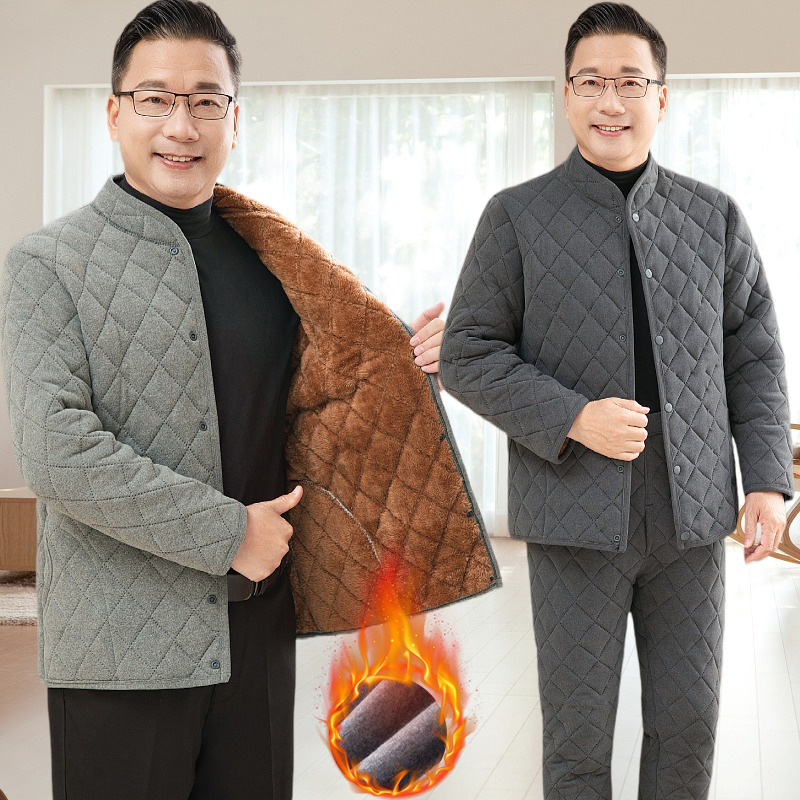 冬季爷爷中老年爸爸加绒保暖内衣