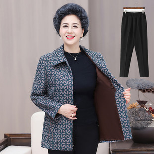 中老年春秋长袖外套女60-70岁开衫老人新款妈妈奶奶呢子上衣衣服