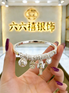 ZY12号复古吉言2026新款玲珑球盘缠招财猫开口手镯铃铛女