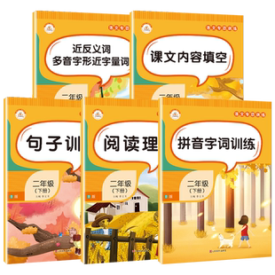 小学二年级下册语文同步专项训练习册看拼音写词语阅读理解训练题部编人教版量词生字组词句子训练补充习题2年级下册学习辅导资料