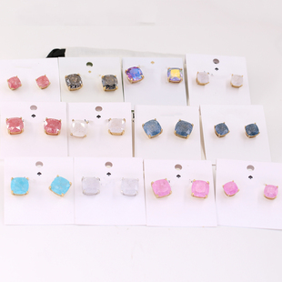 ks个性Small Square Studs Earrings四方彩色大小号耳环耳钉
