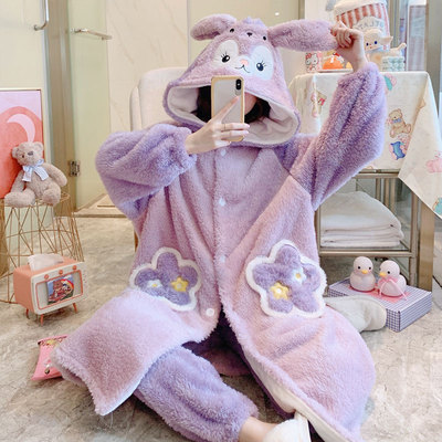 星黛露睡衣女款衣服冬季珊瑚绒加绒加厚毛绒可爱2025新款秋冬睡袍