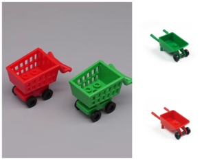 兼容国产小颗粒积木超市购物车手推车兼容41362 2496零件绿色红色