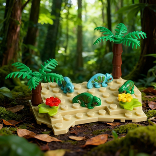 儿童恐龙积木甲龙宝宝迅猛龙森林场景益智拼装模型玩具MOC积木