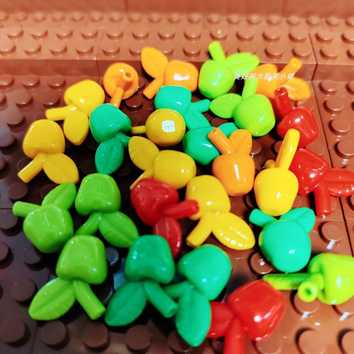 小颗粒积木moc配件兼容乐高33051零件 人仔食物水果 红苹果绿苹果