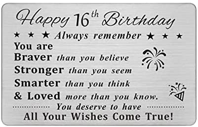 degasken happy 16th birthday card  16 year old birthday gift
