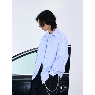 条纹衬衫男女宽松休闲百搭长袖