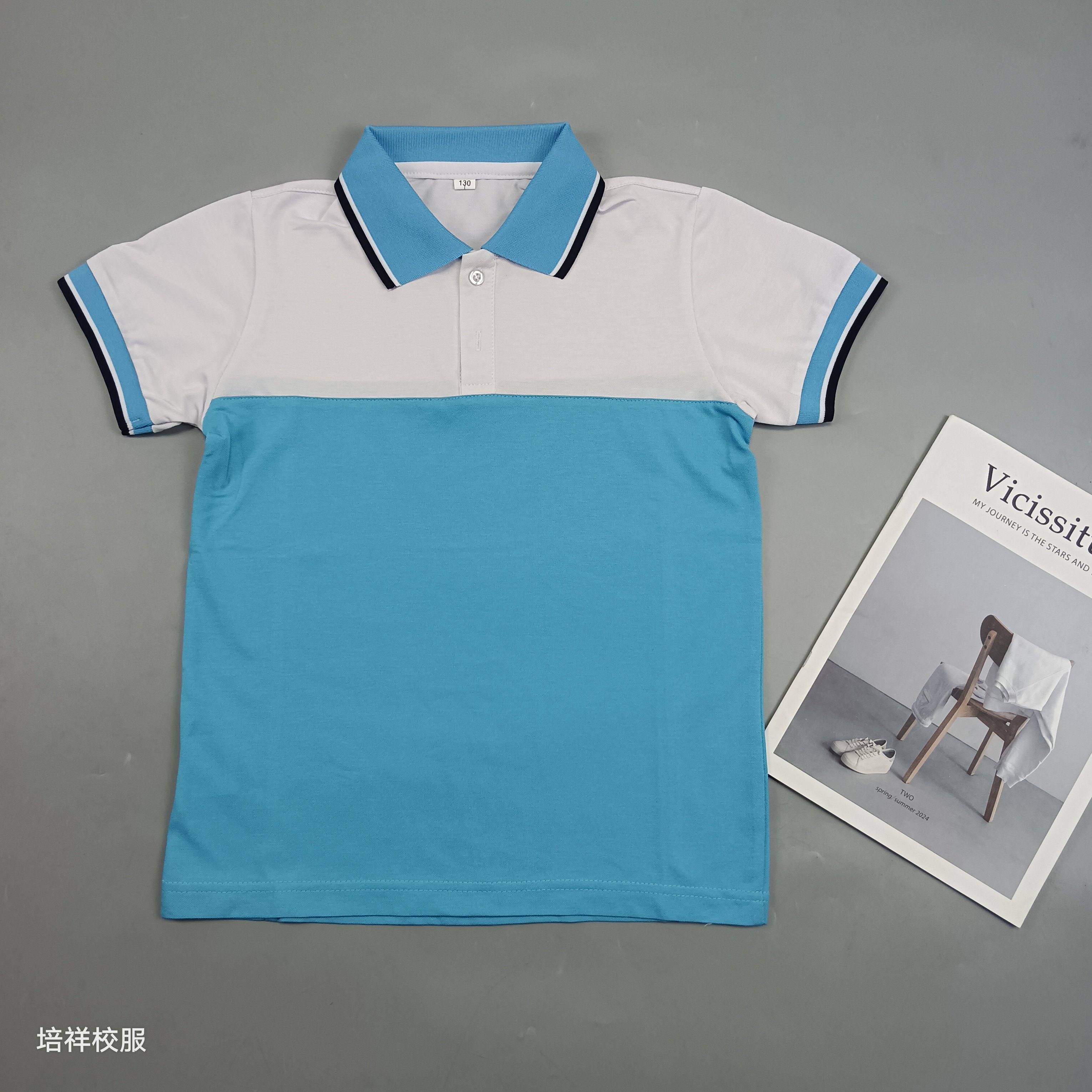 校服蓝白短袖男女生休闲短袖 韩版宽松学生半袖夏季中小学生T恤衫