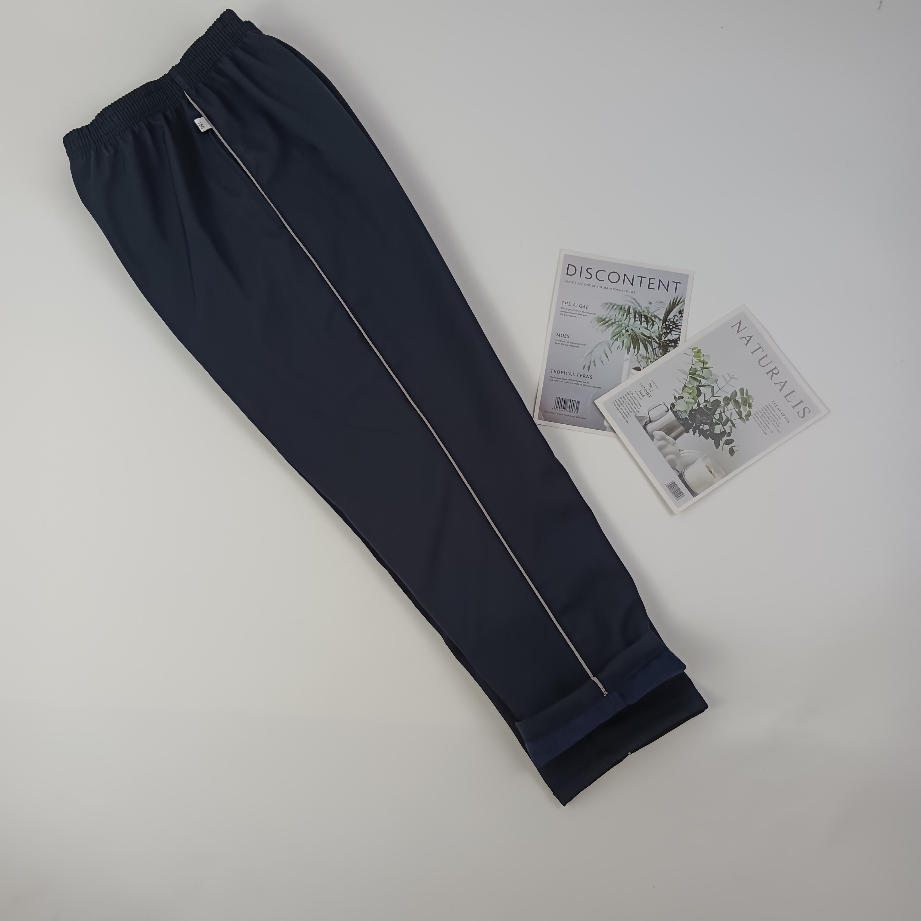冬季藏青色防风挡雨加绒加厚初高中学生裤子一条两条灰色反光校裤