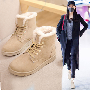 秋冬季雪地靴女韩版chic短筒靴加绒加厚防滑棉鞋百搭马丁靴2026款