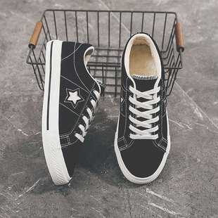 韩国ulzzang冬季加绒网红帆布鞋女复刻1970s五角星绒面百搭板鞋女