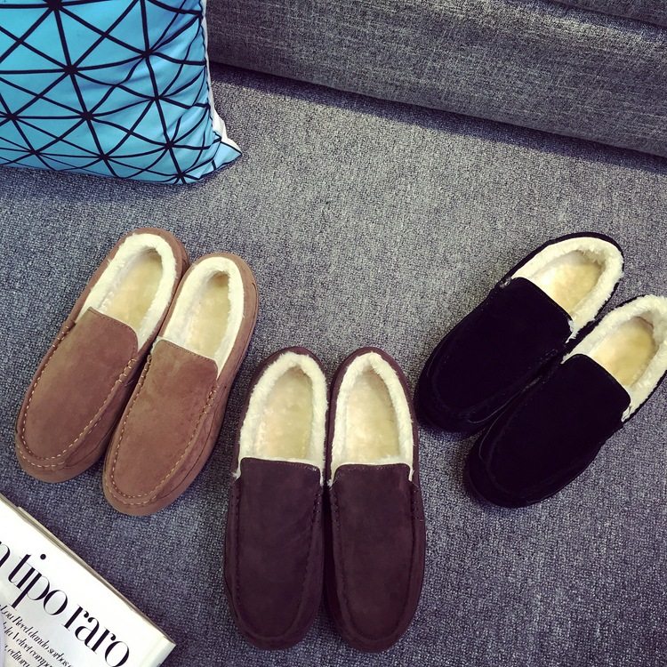 冬季加绒保暖豆豆鞋情侣棉鞋厚底