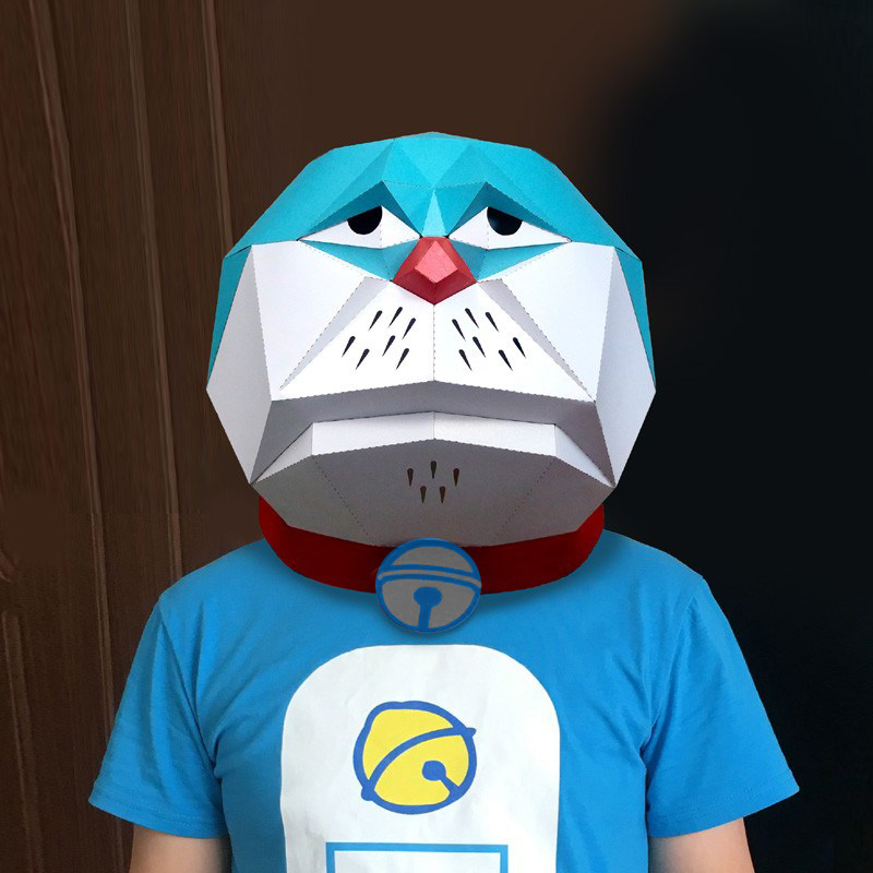 机器猫头套面具哆啦a梦动漫卡通纸模diy搞怪恶搞搞笑沙雕道具拍照