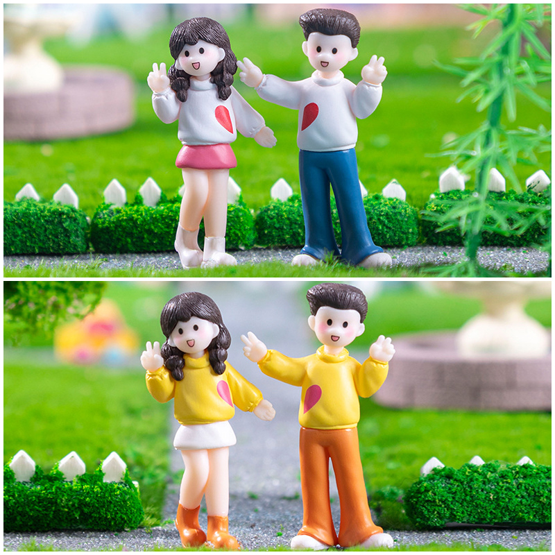 微景观创意手工小人摆件拍照情侣