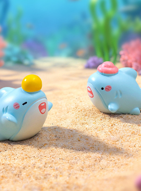 微景观树脂可爱小鲨鱼手工鱼摆件