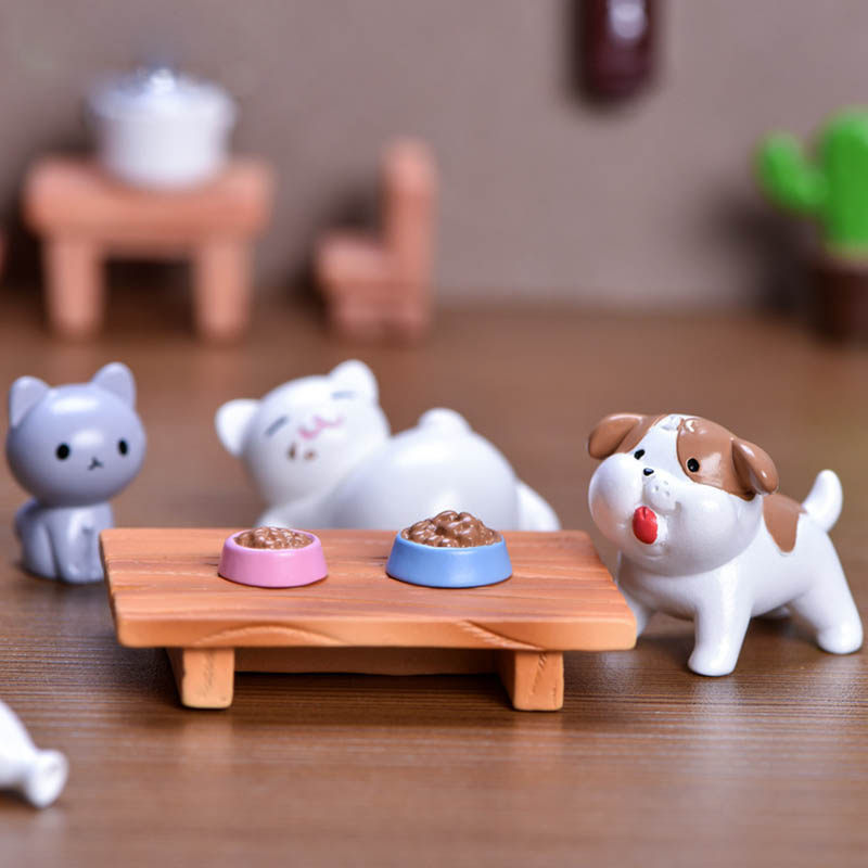 促销微景观小摆件可爱小动物创意手工贪吃小猫摆件小狗钻纸箱猫咪