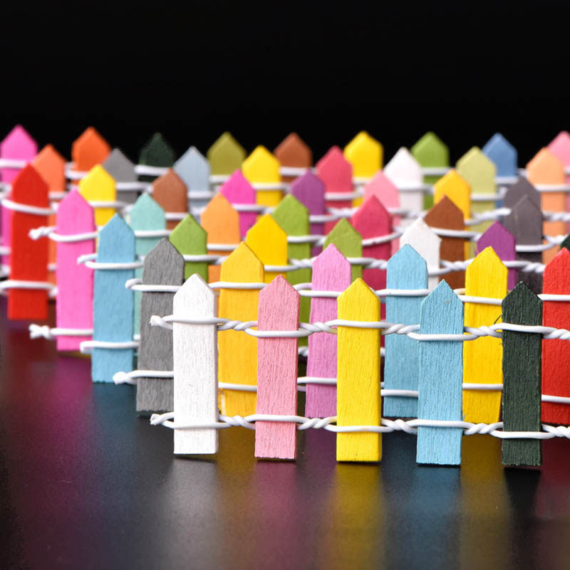 微景观小摆件迷你木质栅栏松木彩色围栏30cm木围墙多肉手工小饰品