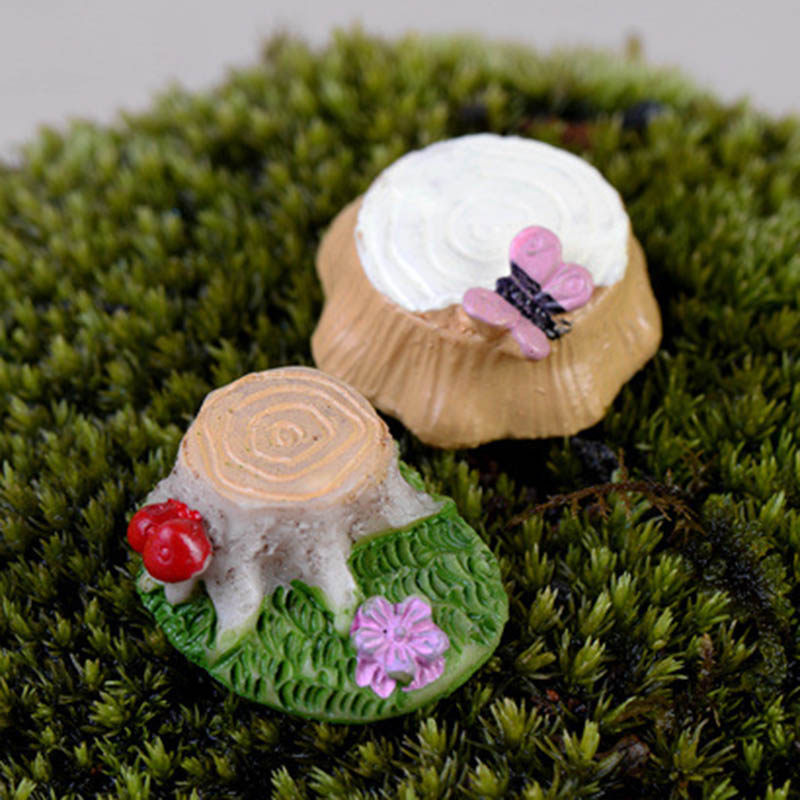 迷你蘑菇树桩创意手工蝴蝶树头摆设微景观造景摆件多肉花盆小饰品